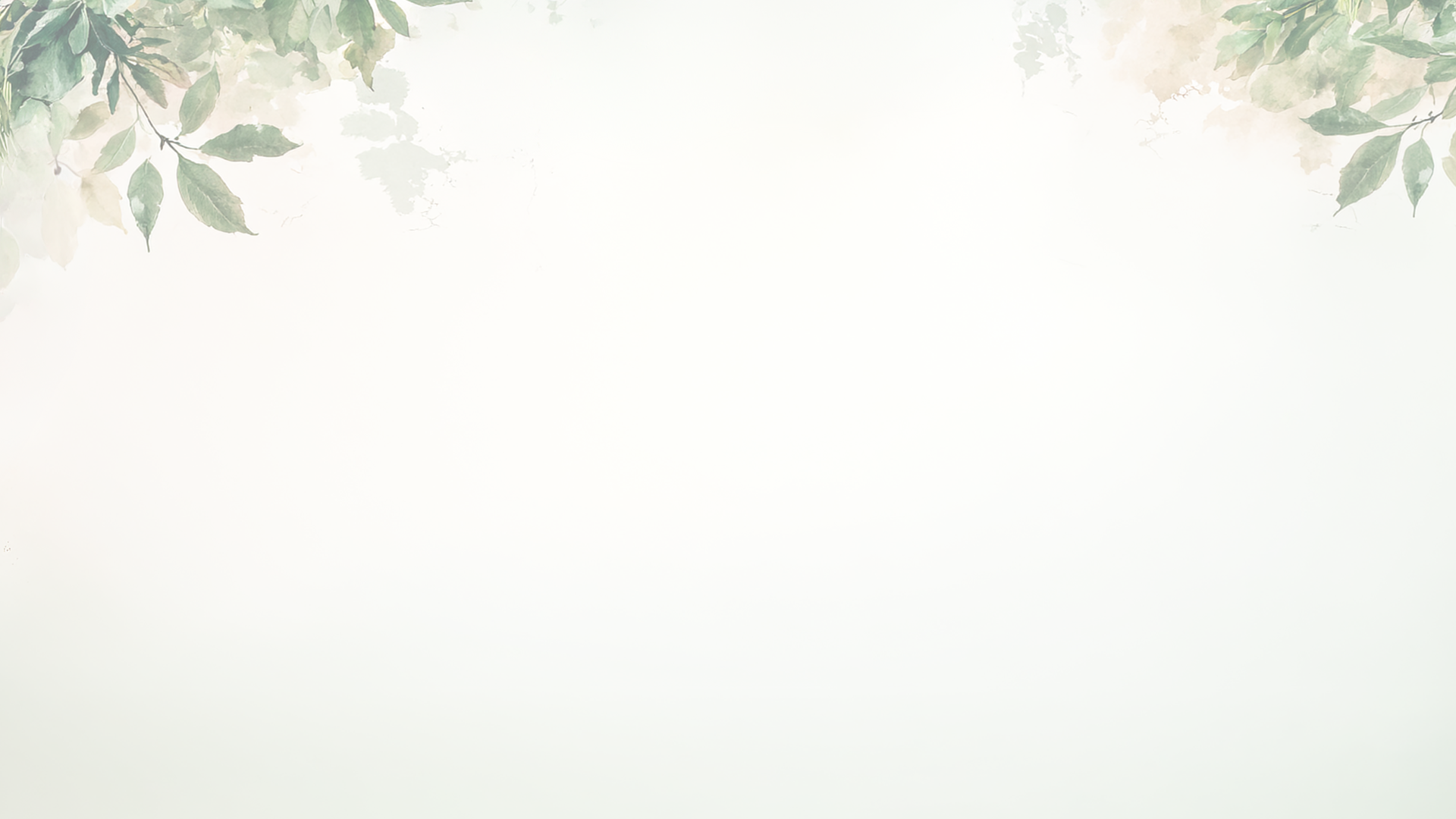 Watercolor botanical corner accents in sage green and cream