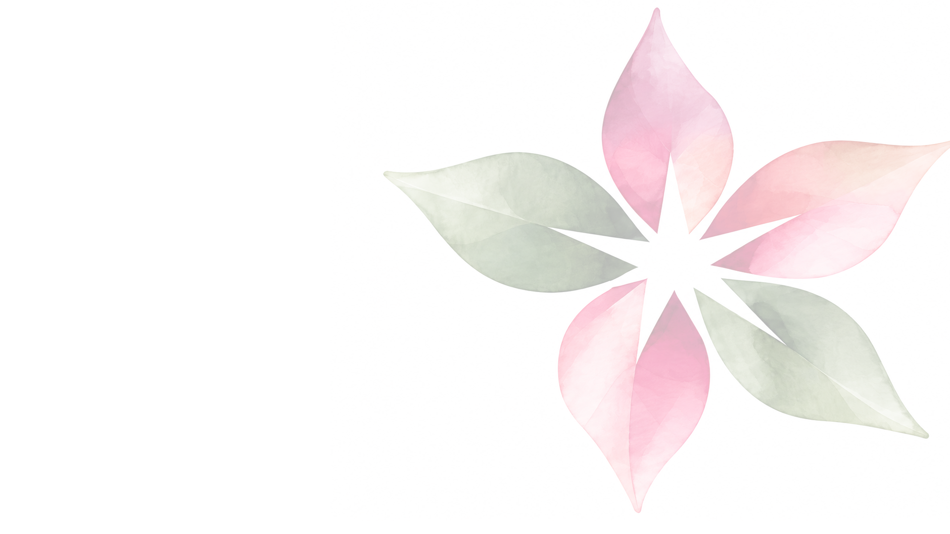 Soft watercolor floral emblem in pink and sage green